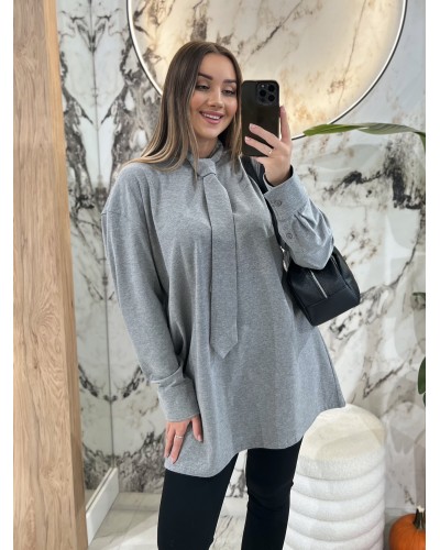 Sukienka z krawatem By o la la...! smoke gray