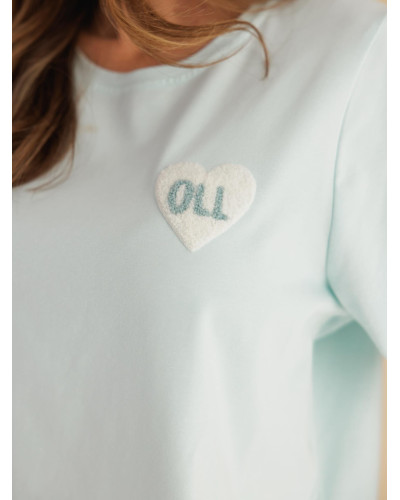 T-shirt z logowanym sercem By o la la...! blue mint