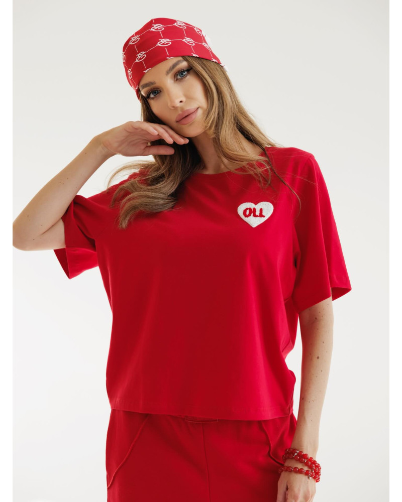 T-shirt z logowanym sercem By o la la...! red kiss