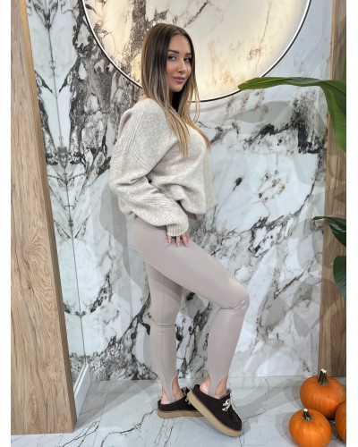 Legginsy z zapiętką By o la la...! beżowe