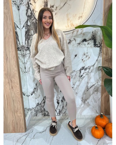 Legginsy z zapiętką By o la la...! beżowe