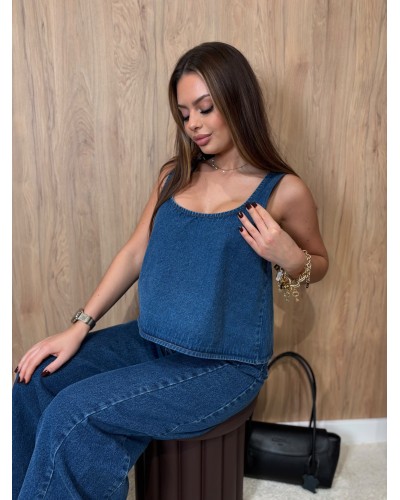 Top jeansowy La Milla granatowy