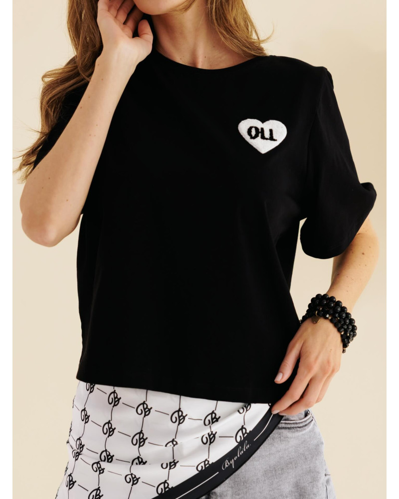 T-shirt z logowanym sercem By o la la...! czarny