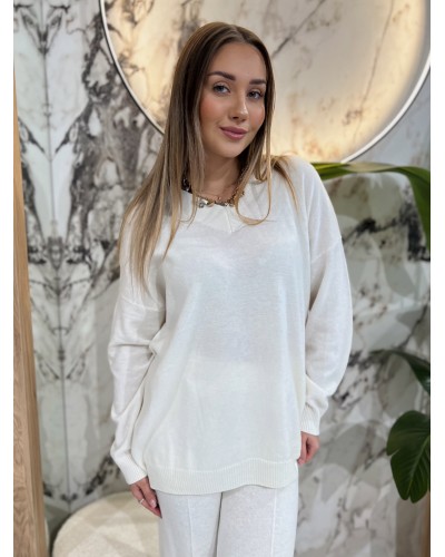 Cienki sweter w szpic By o la la...! perła