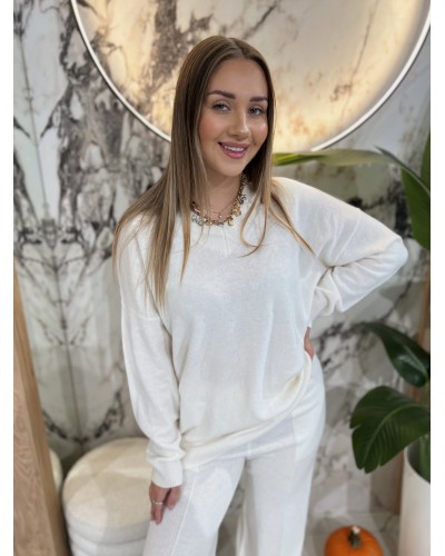 Cienki sweter w szpic By o la la...! perła