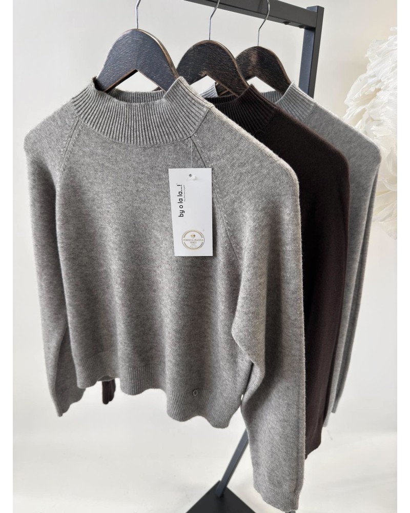 Sweter z golfem By o la la...! beżowy