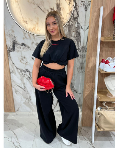 T-shirt z napisem By o la la...! czarny z red kiss