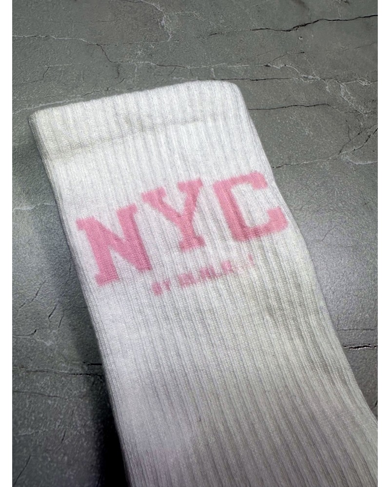 Skarpetki NYC By o la la...! różowy napis