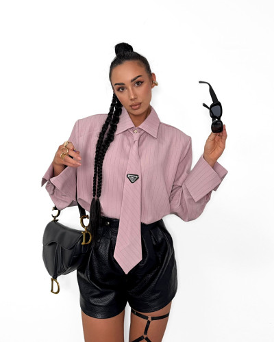 Koszula z krawatem La Milla pudrowy róż