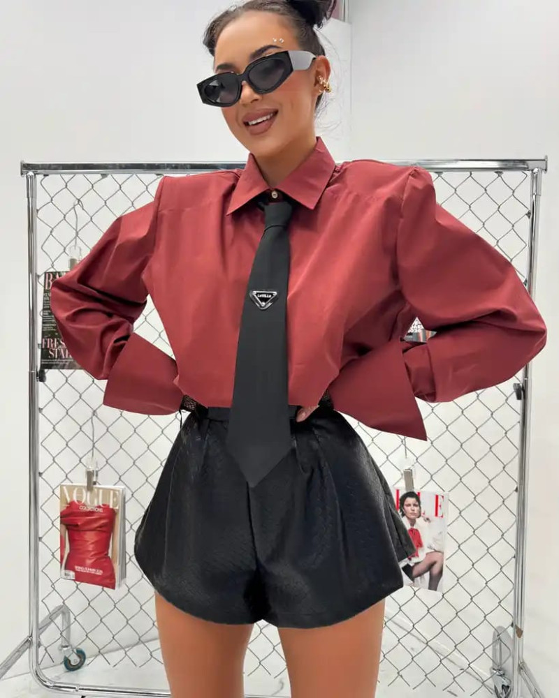 Koszula z krawatem La Milla ceglana