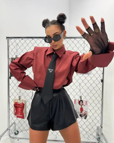 Koszula z krawatem La Milla ceglana