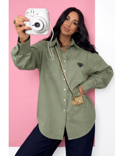 Koszula jeansowa La Milla oliwkowa