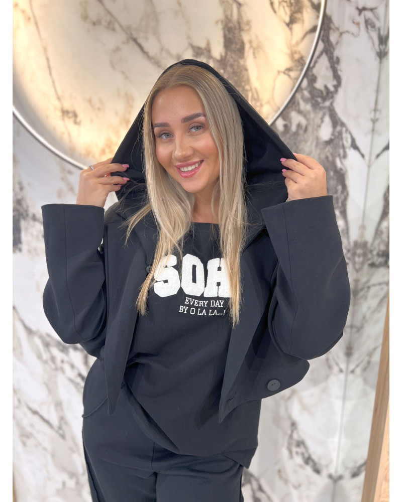 Marynarka dresowa z kapturem By o la la...! czarna