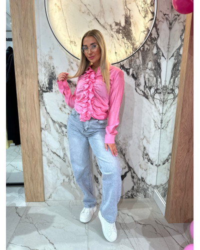 Koszula z żabotem By o la la...! sugar pink