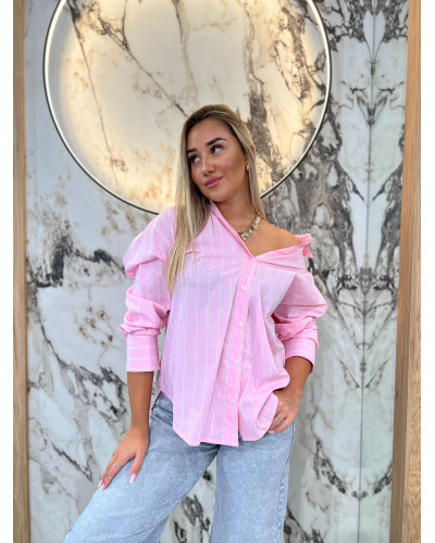 Koszula w paski By o la la...! sugar pink