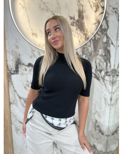 Półgolf prążkowany By o la la...! czarny