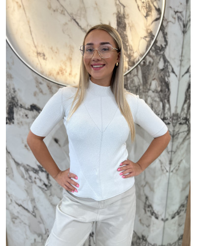 Półgolf prążkowany By o la la...! śmietankowy