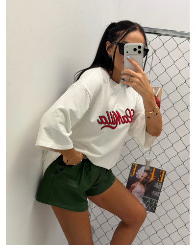 T-shirt oversize La Milla streetwear biały z czerwonym