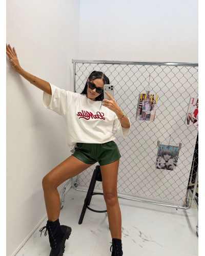 T-shirt oversize La Milla streetwear biały z czerwonym