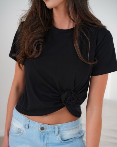 T-shirt róża By o la la...! czarna
