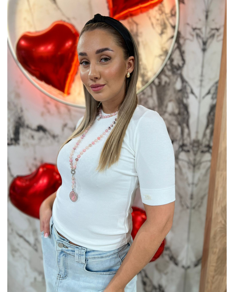 Półgolf z logowanym rękawem By o la la...! śmietankowy