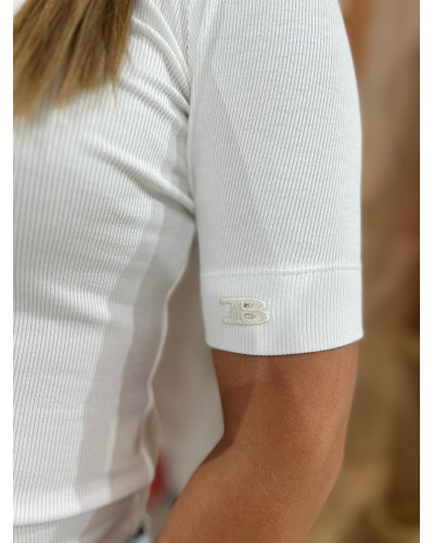 Półgolf z logowanym rękawem By o la la...! śmietankowy