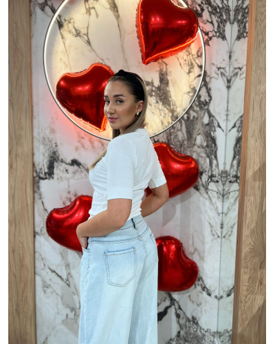 Półgolf z logowanym rękawem By o la la...! śmietankowy