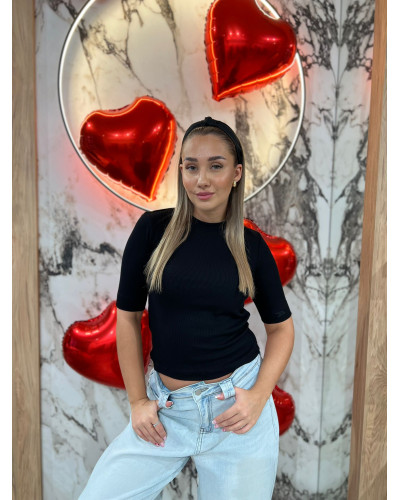 Półgolf z logowanym rękawem By o la la...! czarny