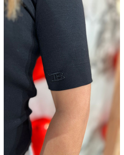 Półgolf z logowanym rękawem By o la la...! czarny