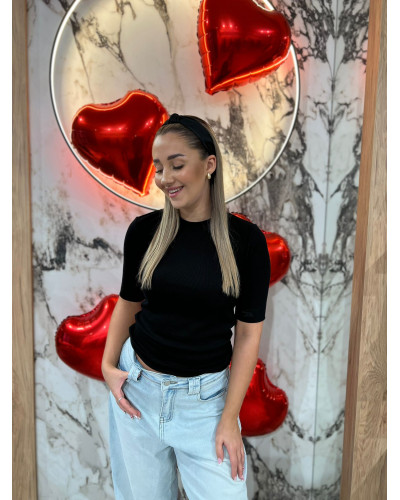 Półgolf z logowanym rękawem By o la la...! czarny