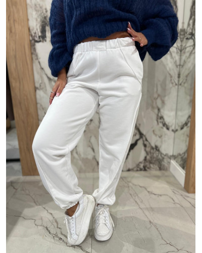 Spodnie dresowe z przeszyciem By o la la...! białe