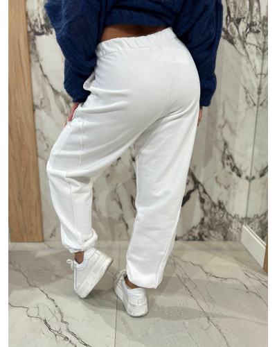 Spodnie dresowe z przeszyciem By o la la...! białe