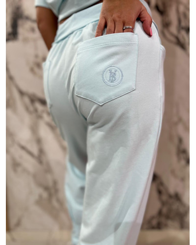 Spodnie dresowe z wywijaną gumą By o la la...! blue mint