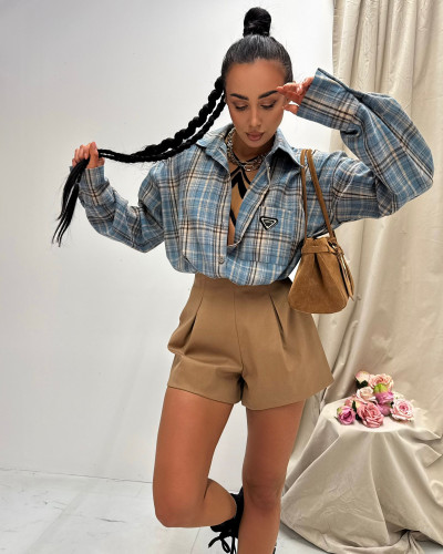 Koszula flanelowa La Milla niebieska z beżem