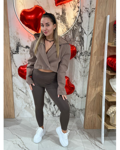 Legginsy gładkie push-up By o la la...! czekoladowe