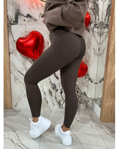 Legginsy gładkie push-up By o la la...! czekoladowe