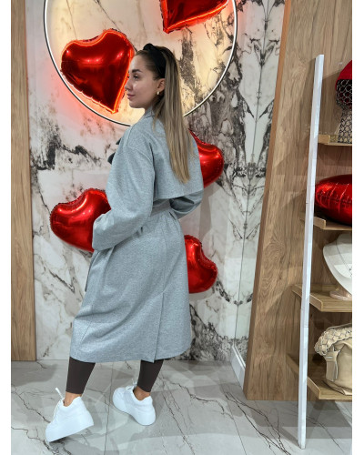 Płaszcz z paskiem By o la la...! szary melanż