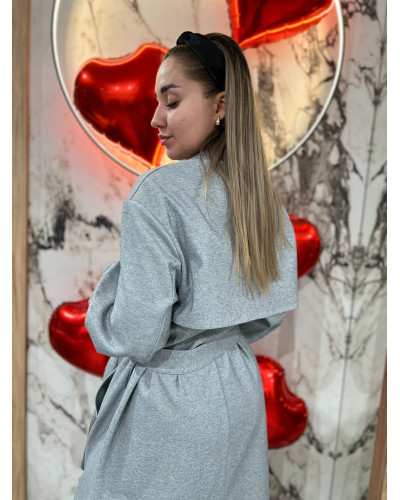 Płaszcz z paskiem By o la la...! szary melanż