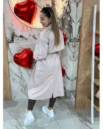 Płaszcz z paskiem By o la la...! pudrowy róż