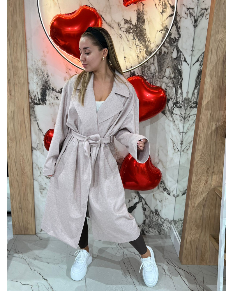 Płaszcz z paskiem By o la la...! pudrowy róż