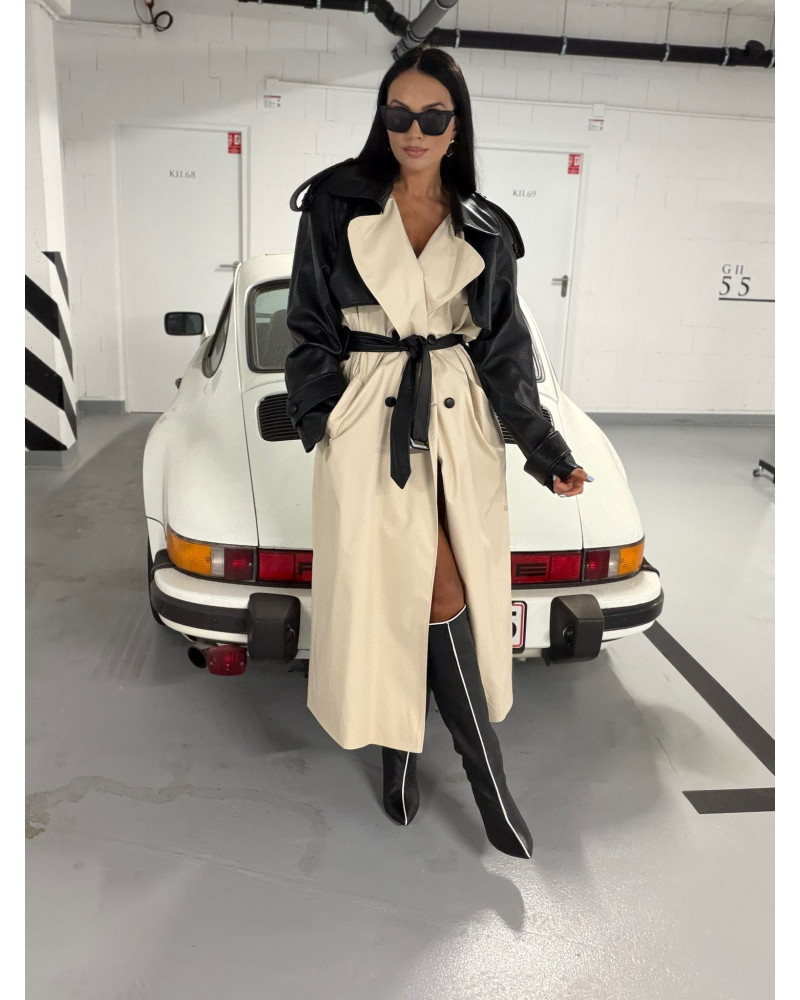 Trencz z ekoskórą La Milla śmietankowy