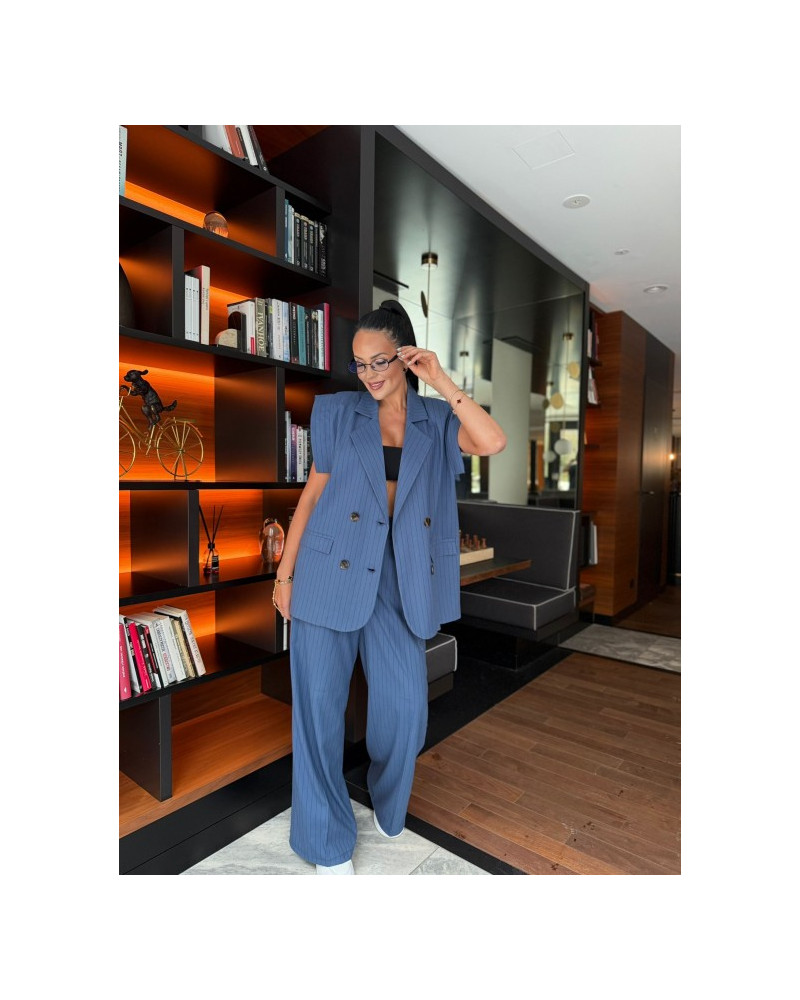 Kamizelka materiałowa w paski La Milla niebieska