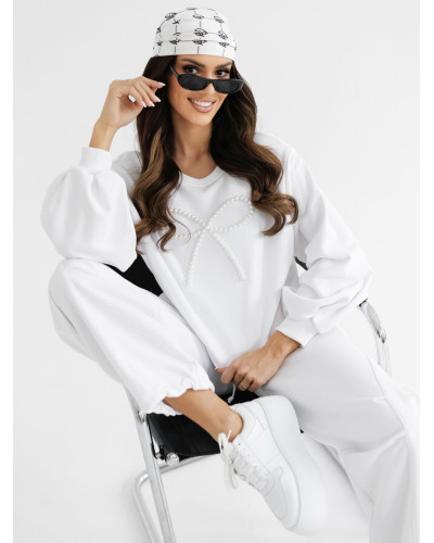 Bluza z perłową kokardką By o la la...! biała