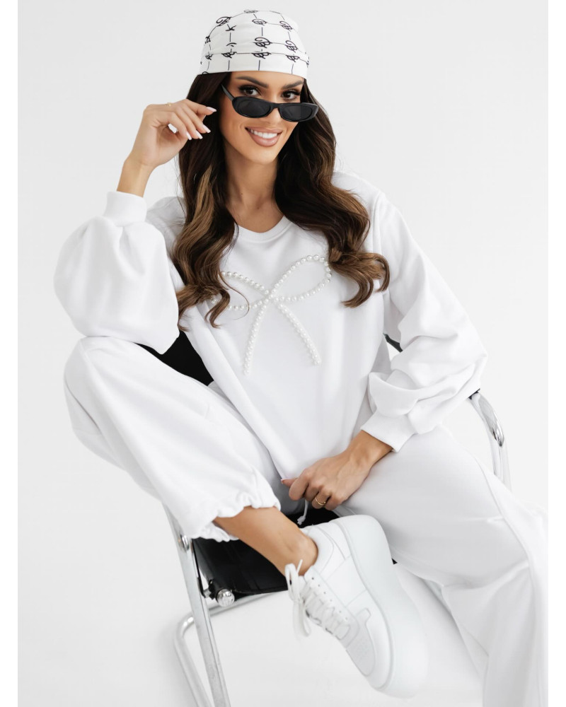 Bluza z perłową kokardką By o la la...! biała