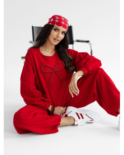 Bluza z perłową kokardką By o la la...! red kiss