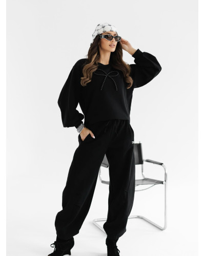 Bluza z perłową kokardką By o la la...! czarna