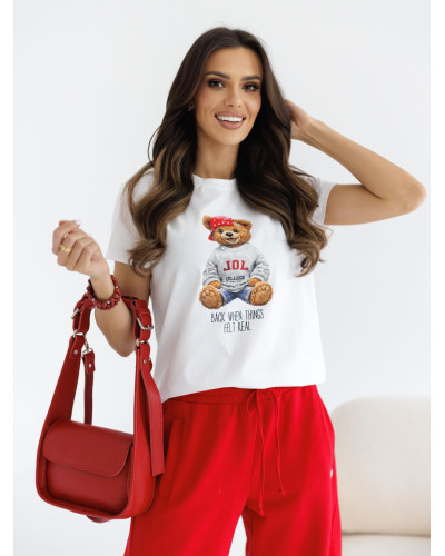 T-shirt z misiem By o la la...! red kiss