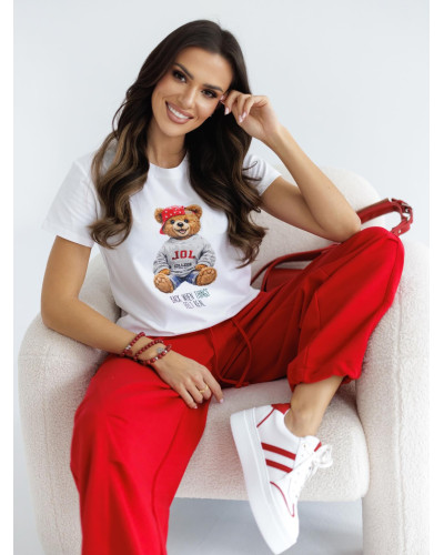T-shirt z misiem By o la la...! red kiss