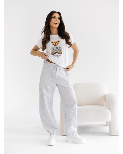 Spodnie dresowe ze stoperami By o la la...! szary melanż