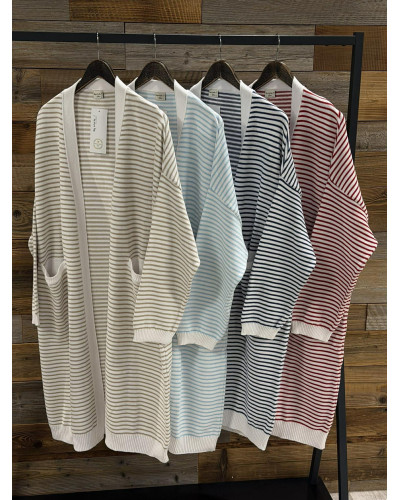 Kardigan w paski By o la la...! kakao